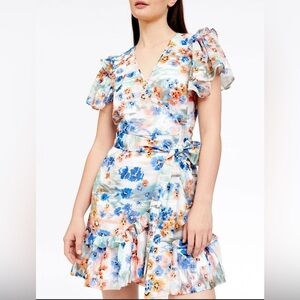 NWT Tanya Taylor Bailey Mini Wrap Dress Multicolor Floral Print Sz 0